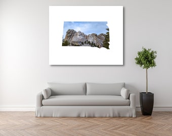 South Dakota Map Print Wall Art Mount Rushmore Travel Print South Dakota Art, Library Decor Wall Art, Gallery Wall Art