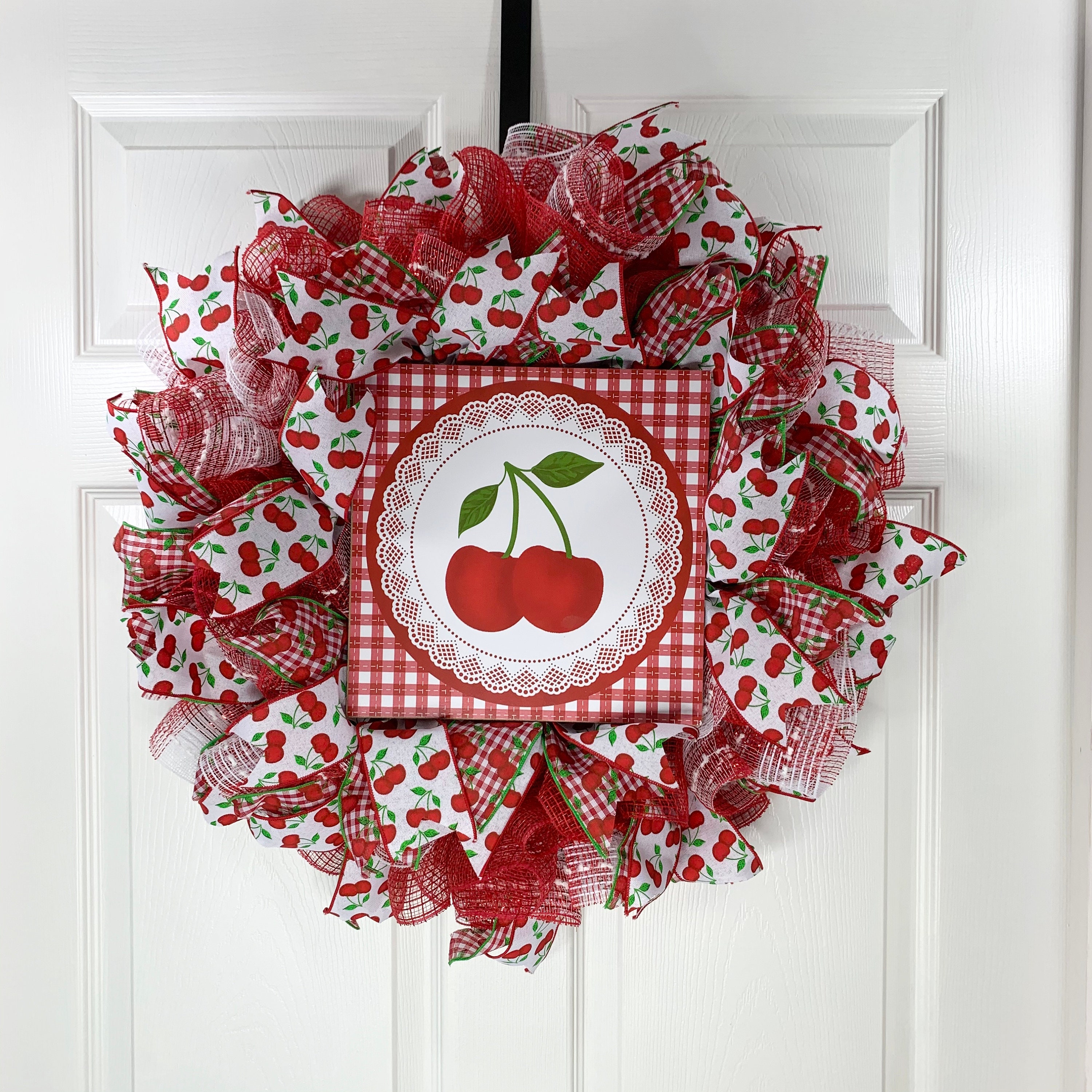 Cherry wreath country wreath everyday wreath  etsy Cherry wreath country wreath everyday wreath  etsy
