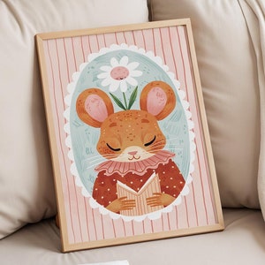 Cute Mouse | Kid&#39;s Art Print | Children&#39;s Room Boho Print | Wall Art for Kids | Illustration for Kids | Colorful Unique Playroom Nursery Art