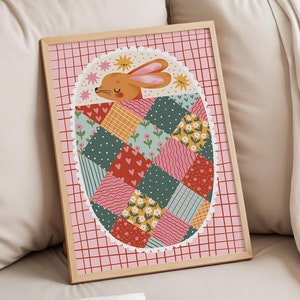 Sleepy Rabbit | Kid&#39;s Art Print | Children&#39;s Room Boho Print | Wall Art for Kids | Illustration for Kids | Colorful Unique Playroom Art