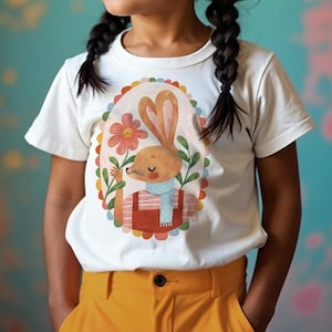 Cute Rabbit | Organic Cotton Kids T-shirt | Unique Illustrated Tee | Colorful T-shirt for Kids | Fun Apparel for Kids