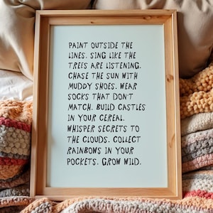 Playful Blue: Quote Illustration, Kids&#39; Room Art Print, Playroom Wall decor