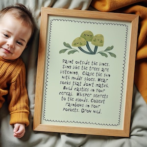 Ispirazione Grow Wild / Stampa artistica per bambini / Stampa di illustrazioni alla moda per la stanza dei bambini / Arte murale per bambini / Arte unica e colorata per la sala giochi