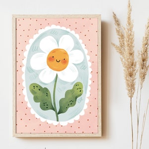 Margarita sonriente / Lámina infantil / Lámina bohemia para habitación infantil / Arte mural infantil / Ilustración infantil / Arte colorido y único / Arte para sala de juegos