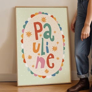 Soft Starlight: Custom Name Art Print, Personalized Nursery Wall Art, Playroom Decor
