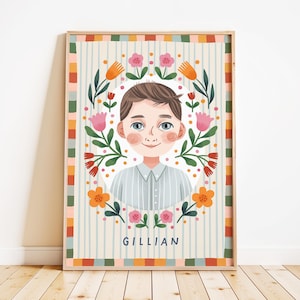 Ritratto personalizzato di bambino IV / Disegno personalizzato / Idea regalo / Stampa per la stanza dei bambini / Arte murale / Illustrazione per bambini / Arte unica colorata