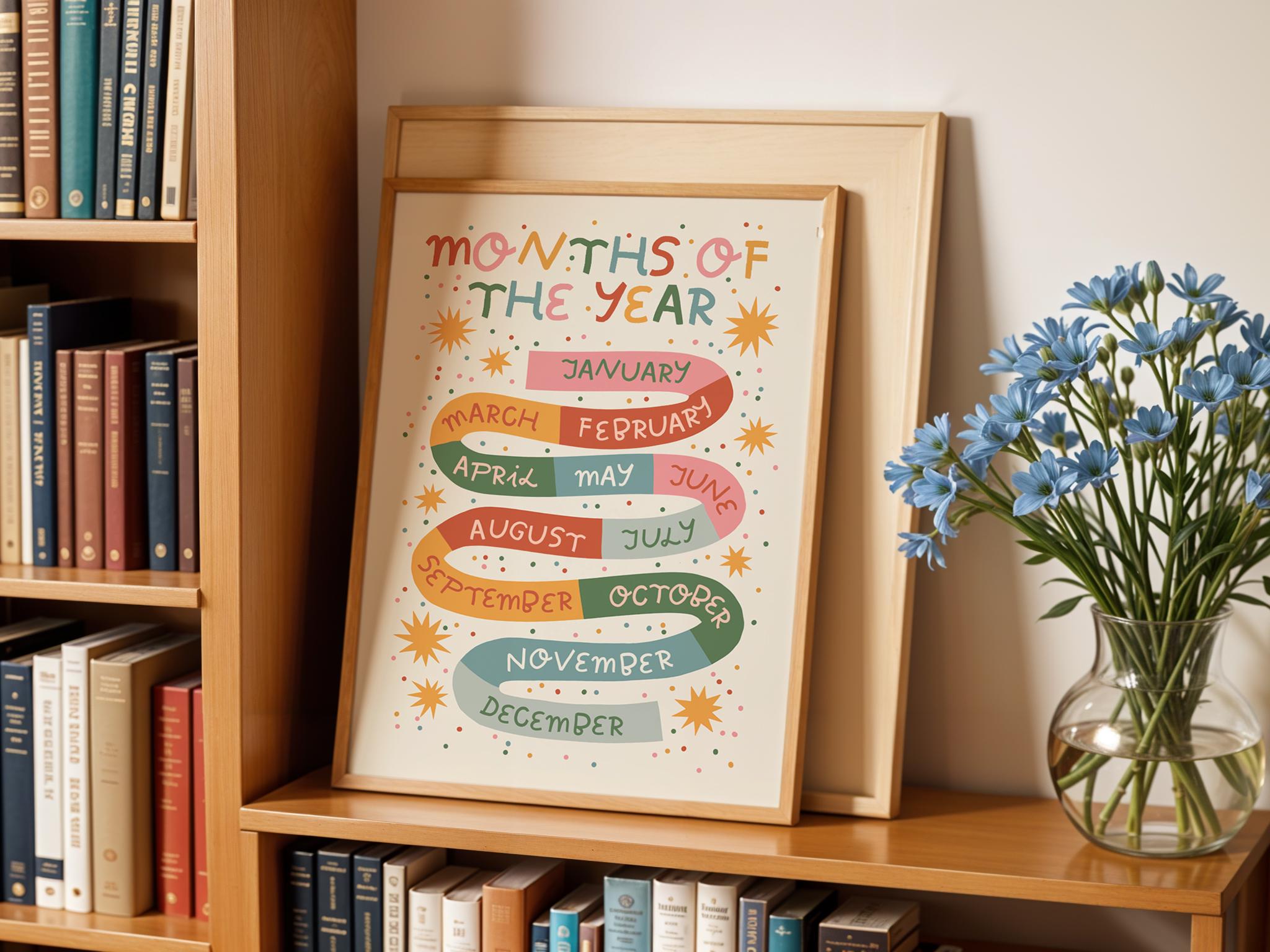 Months of the Year: Educational Kid's Art Print, Playroom Wall Decor - Etsy