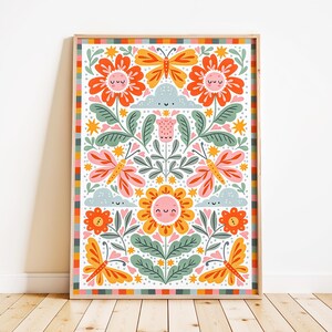 Natura giocosa I / Stampa artistica per bambini / Stampa per cameretta / Arte murale per bambini / Illustrazione per bambini / Arte unica e colorata / Arte per la sala giochi