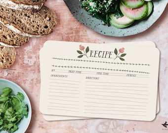 Vintage Floral Recipe Cards: Set of 3 Printable Designs (Instant Download)