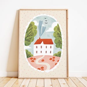 Hill House / Stampa artistica per bambini / Stampa boho per cameretta / Arte murale per bambini / Illustrazione per bambini / Arte unica e colorata / Arte per sala giochi