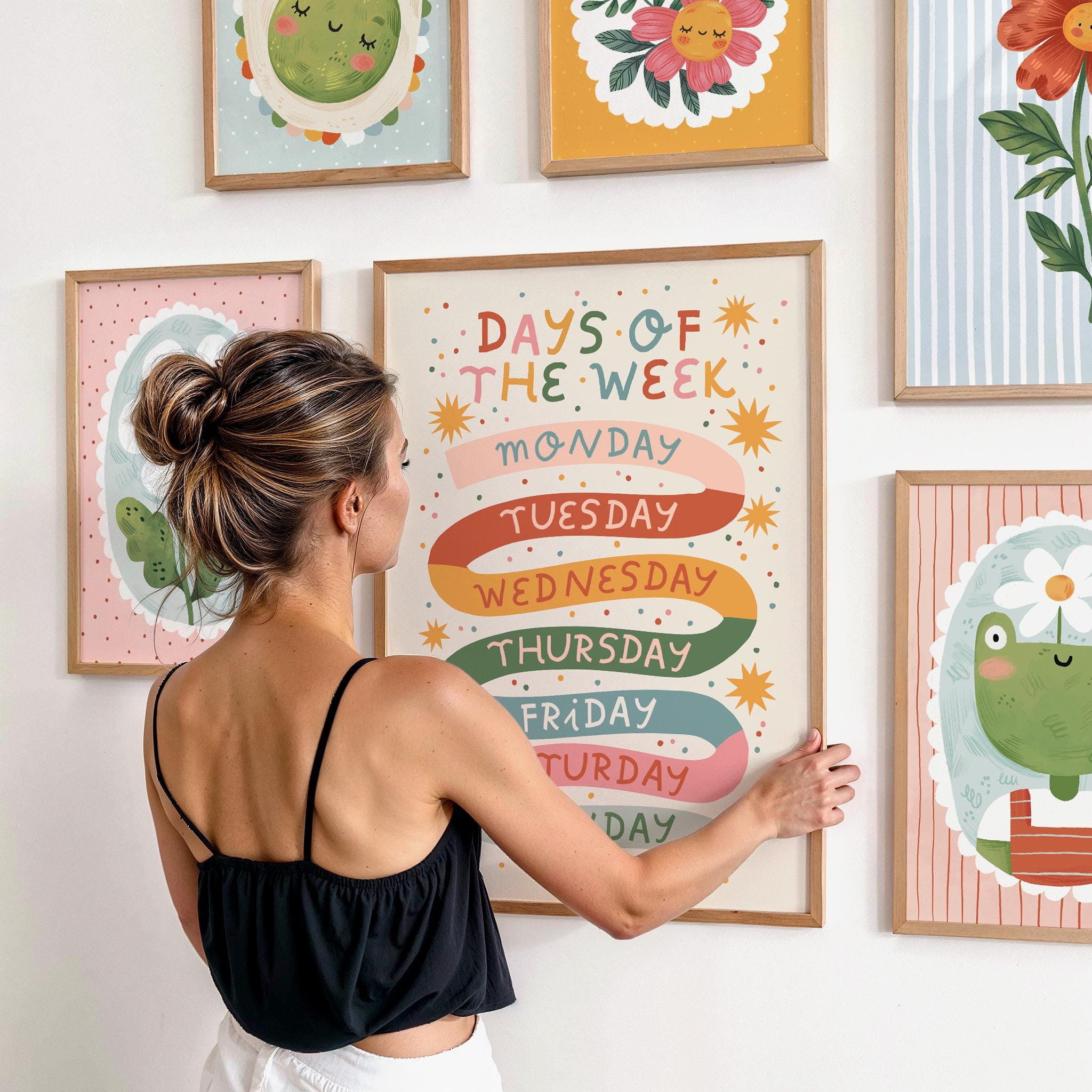 Days of the Week: Educational Kid's Art Print, Playroom Wall Decor - Etsy