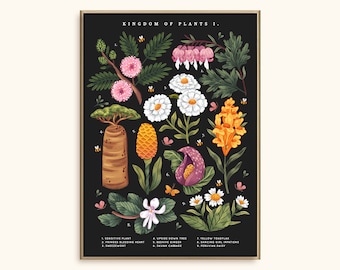 Kingdom of Plants I. ~ dark | Poster 50 x 70 cm | Floral Print | Wall Art | Home Decoration | Illustration | Botanical Art