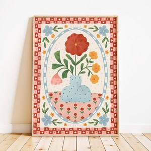 Tile I: Stampa artistica con illustrazione floreale, decorazione murale colorata per la casa