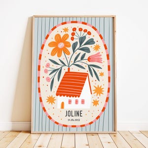 Personalized Floral Home | Kid&#39;s Art Print | Children&#39;s Room Print | Wall Art for Kids | Illustration for Kids | Colorful Unique Art