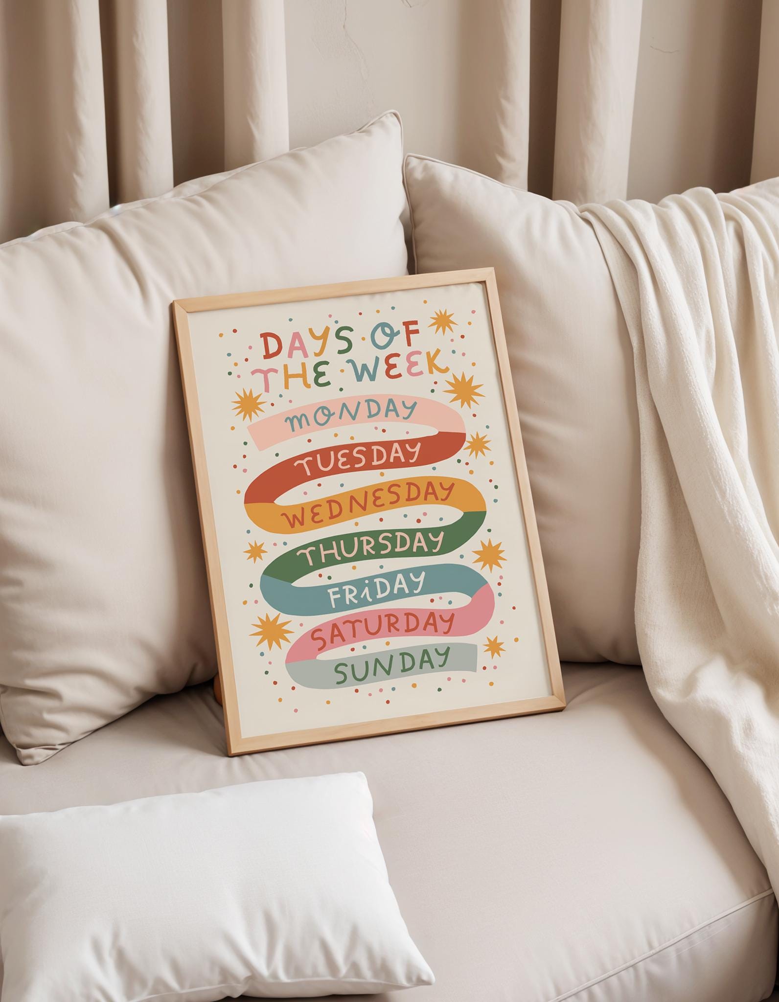 Days of the Week: Educational Kid's Art Print, Playroom Wall Decor - Etsy
