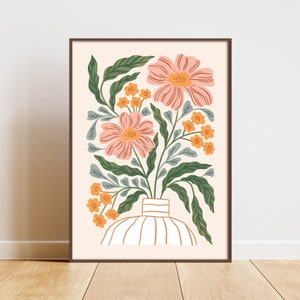 Mila I: Floral Illustration Art Print, Colorful Home Wall Decor