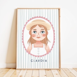 Ritratto personalizzato di bambino II / Disegno personalizzato / Idea regalo / Stampa per la stanza dei bambini / Arte murale / Illustrazione per bambini / Arte unica colorata
