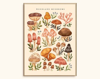 Mushroom vol II Art Print: Vintage-Inspired Floral Illustration, Wall Decor