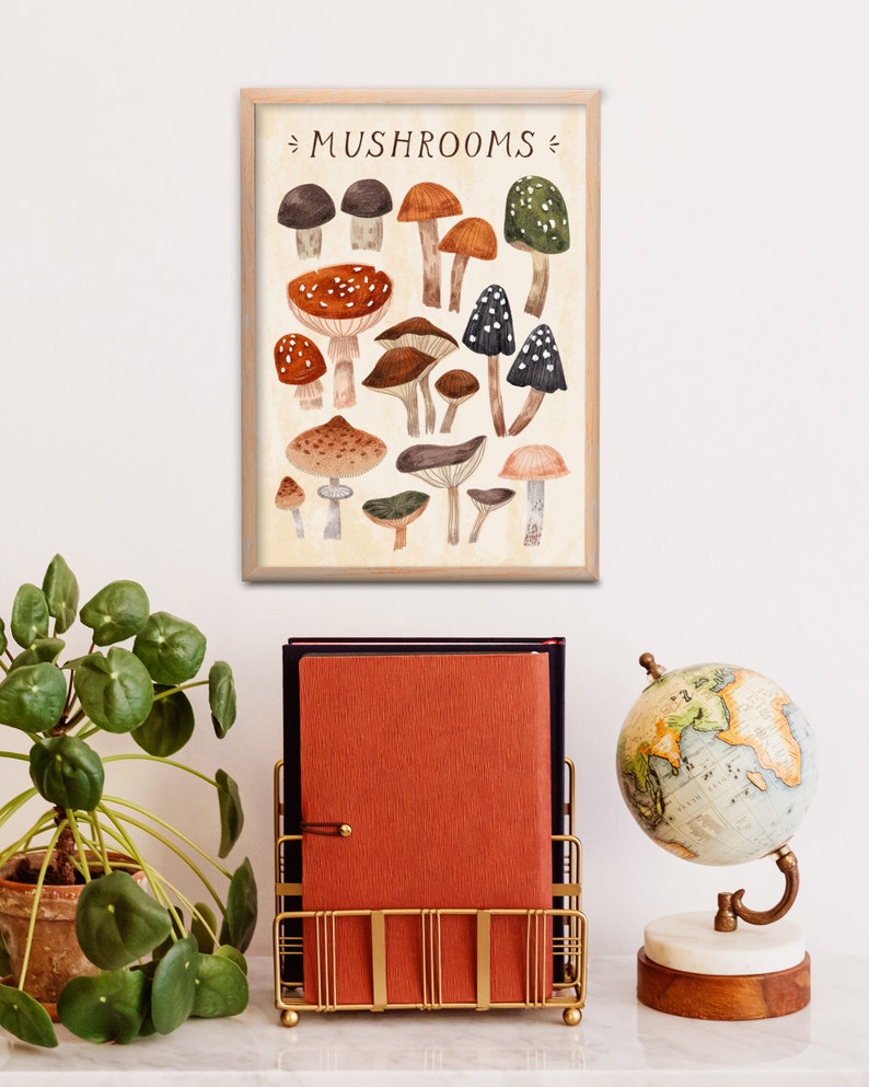 Mushrooms Art Print Wall Art A4 Print Home Decoration Etsy