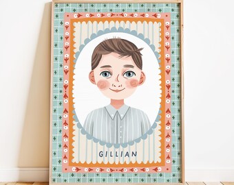 Retrato infantil personalizado: Impresión artística con ilustración infantil personalizada