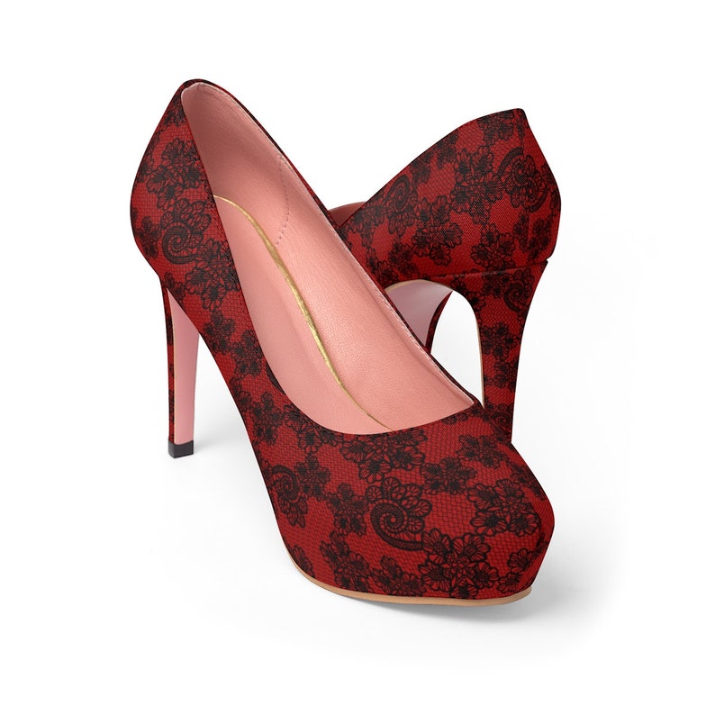 red and black lace heels