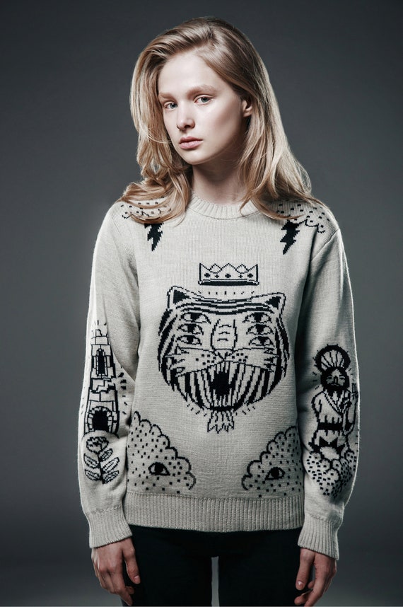 white tiger sweater