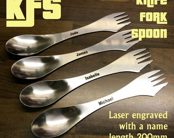 Laser Engraved Personalised Combined Knife Fork & Spoon (Spork)
