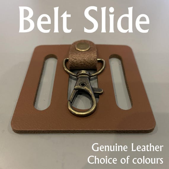 Belt Slide Key Clip Split Ring Spring Clip - Genuine Leather  display picture 2