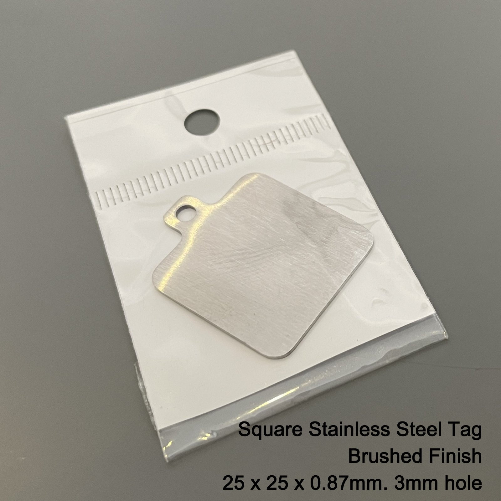 The Square Tag 25 X 25mm Brushed Stainless Steel - Etsy UK