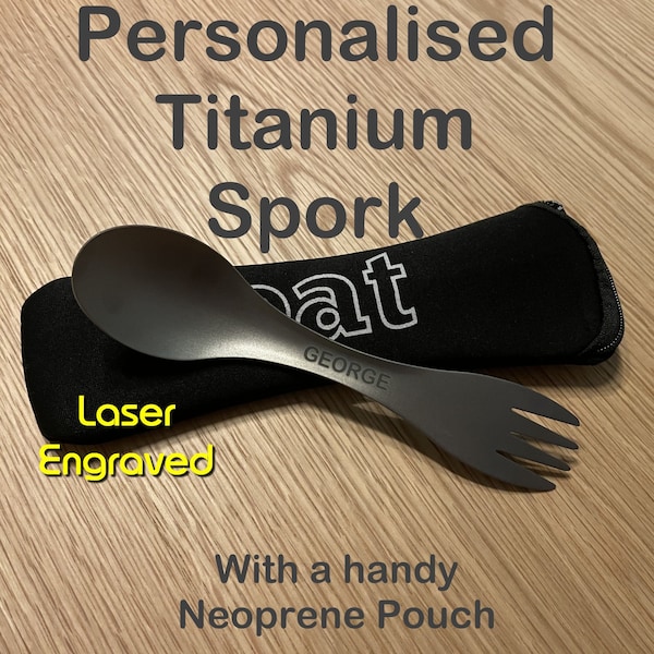 Personalised Titanium Spork with Neoprene Pouch