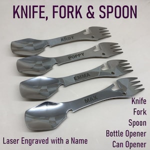 Laser Engraved Knife Fork and Spoon (Spork)