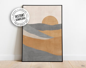 Boho Sun Abstract Printable Art| Desert Mist Palette - Mid Century Modern Minimal Wall Art, Digital download, Modern Minimal Printable Art