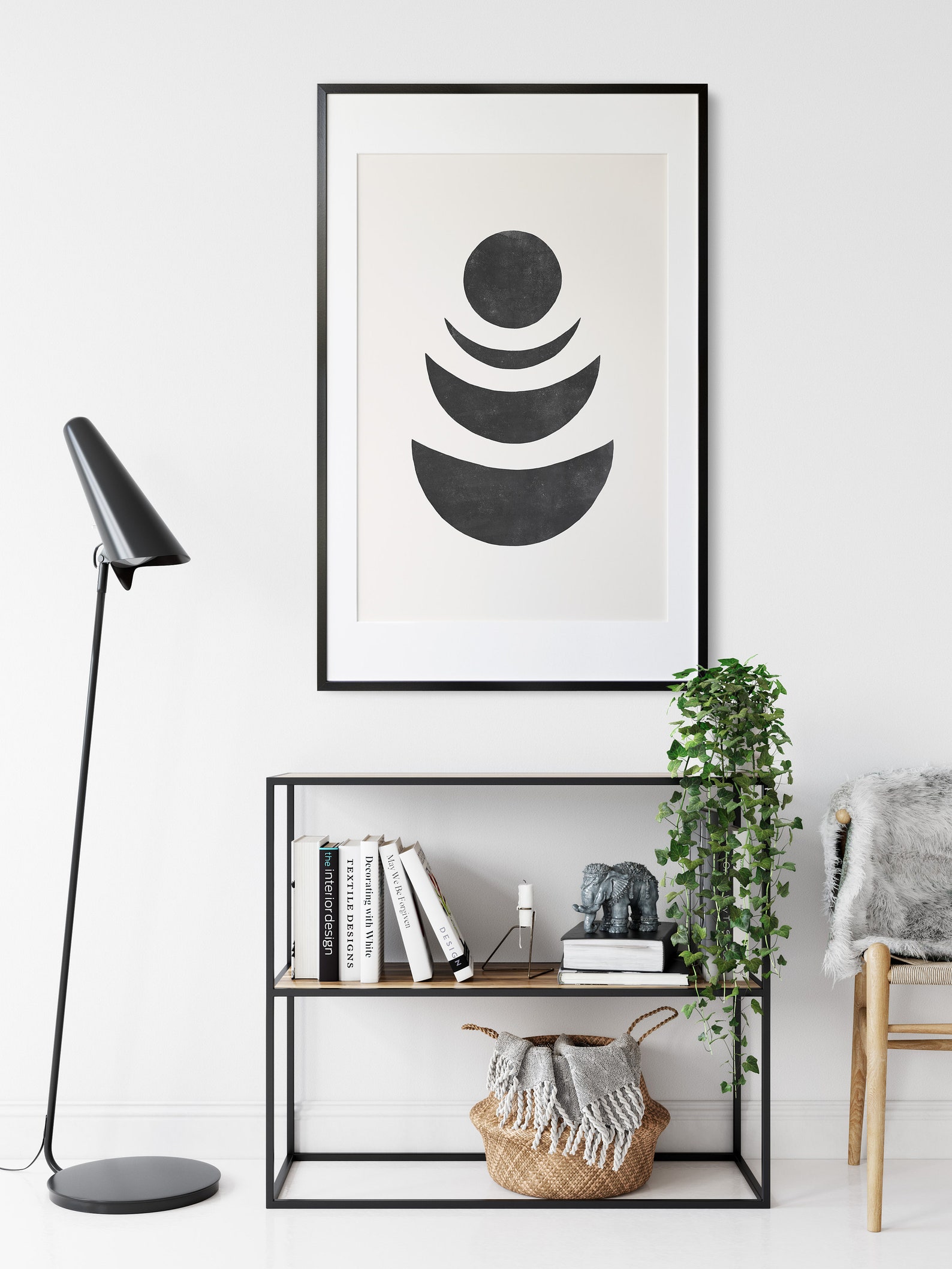 Mondstimmung Schwarz weißer moderner Mond Druck Abstrakte | Etsy