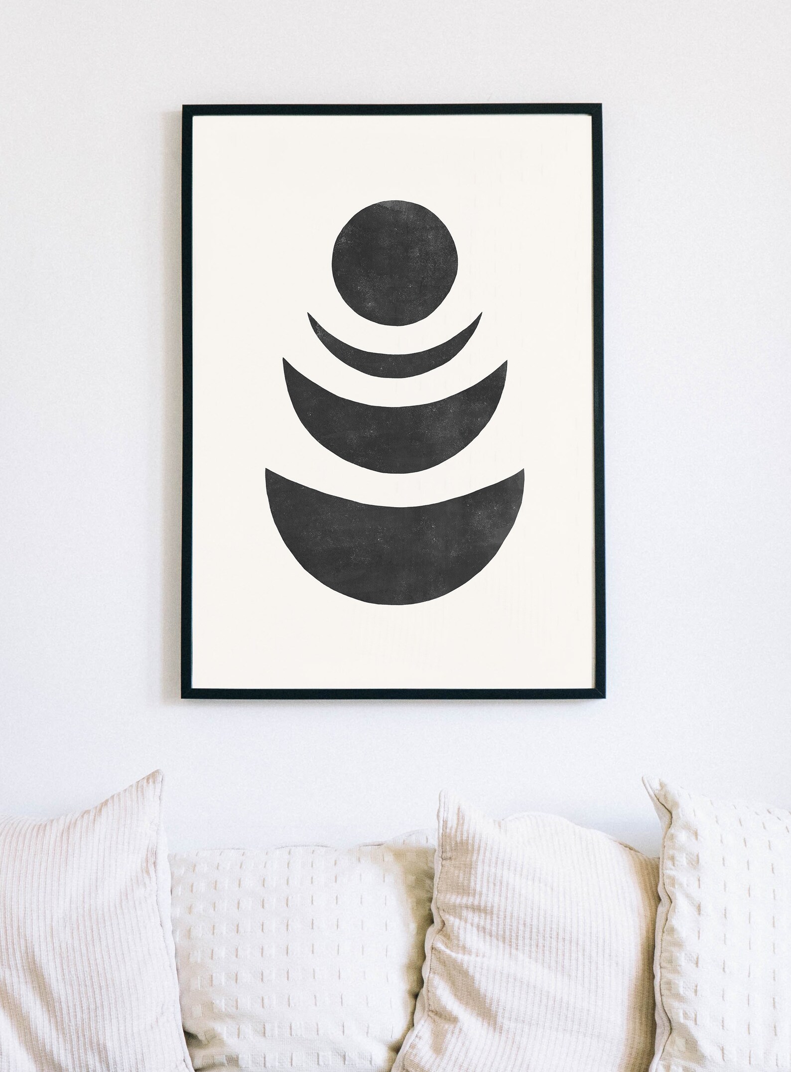 Mondstimmung Schwarz weißer moderner Mond Druck Abstrakte | Etsy