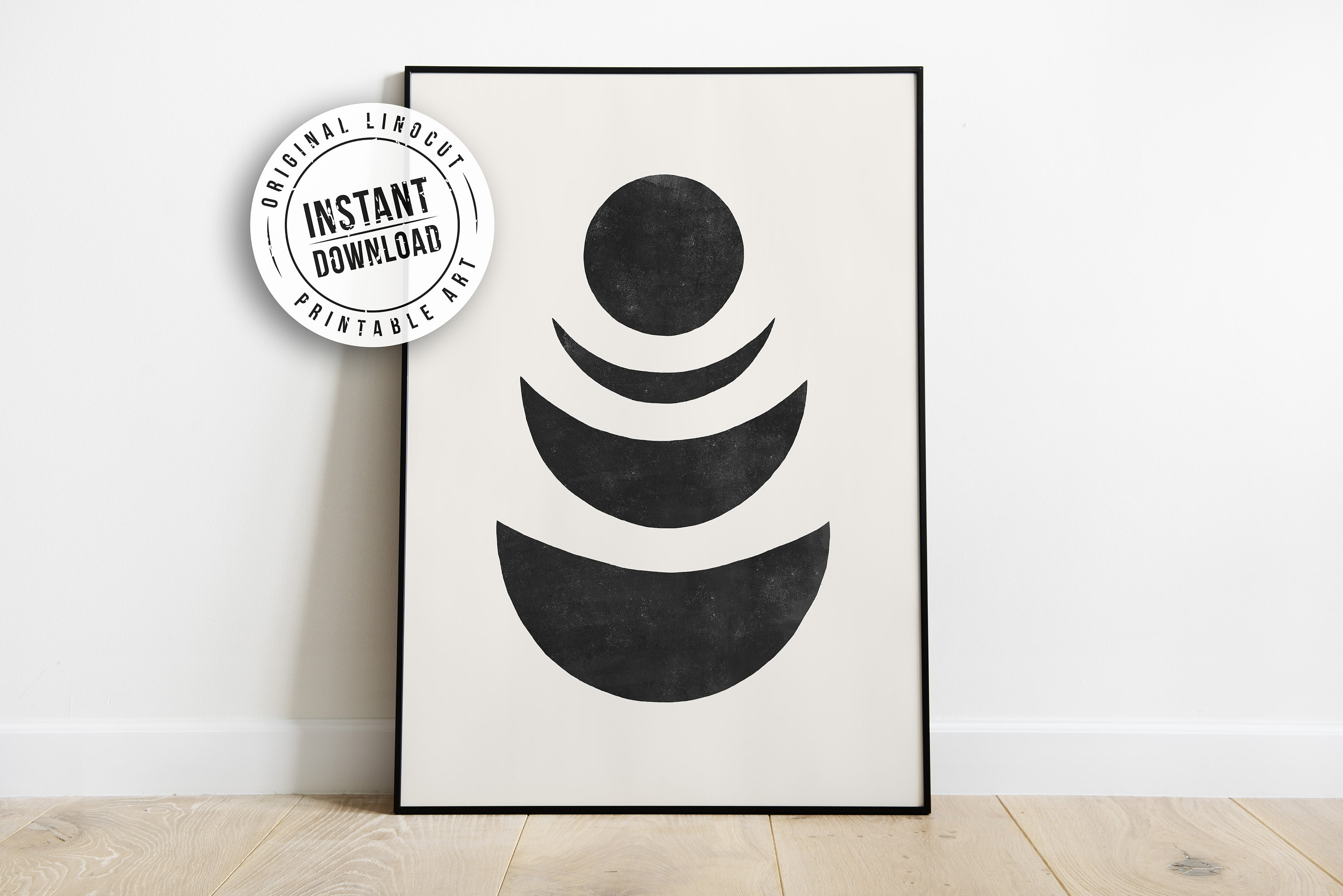 Mondstimmung Schwarz weißer moderner Mond Druck Abstrakte | Etsy