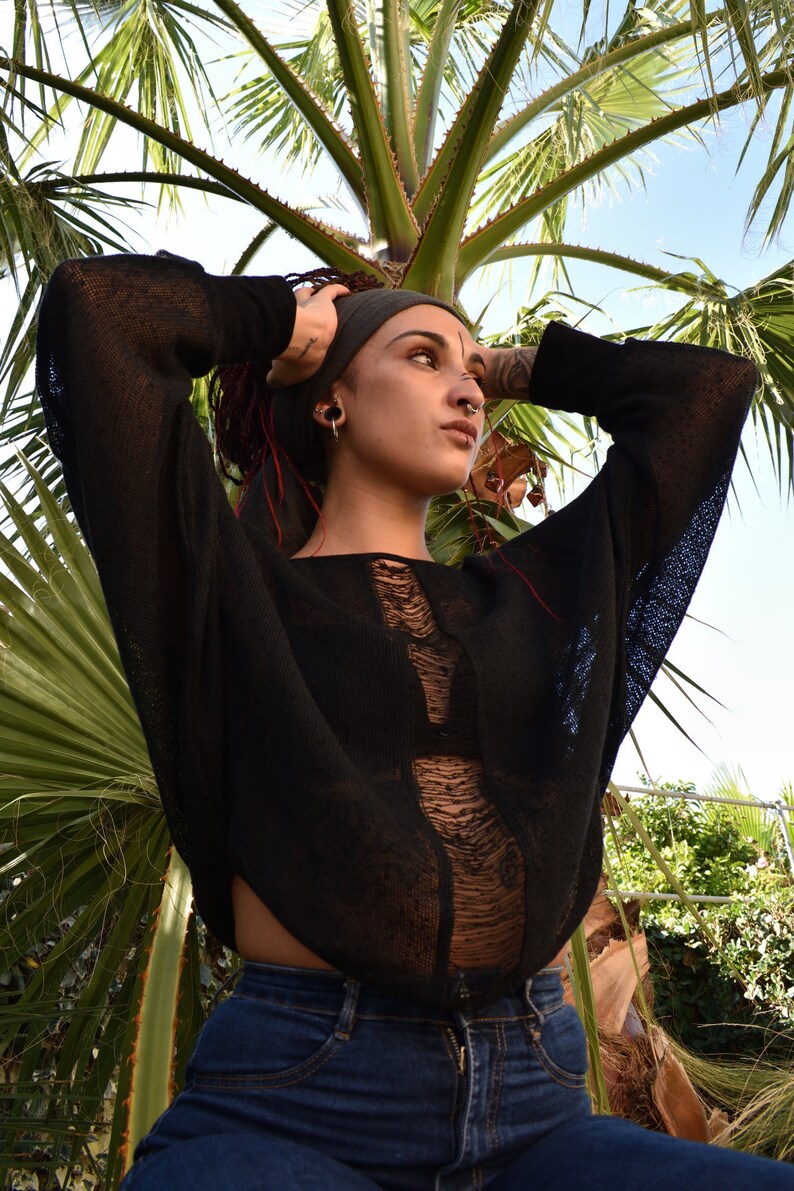 LAKSHMI BOMBER BLACK Batwing Sleeve top