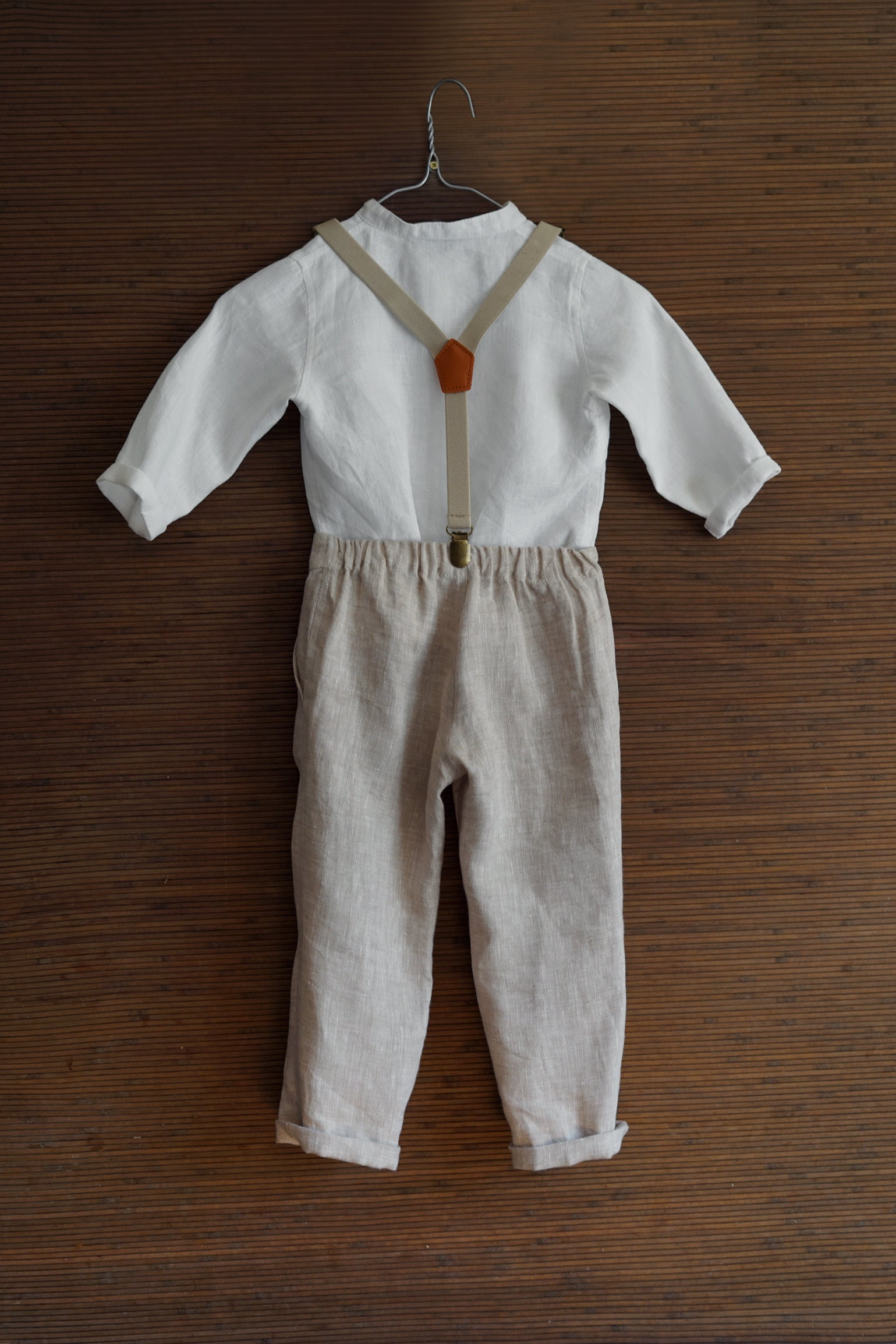 Baby linen pants with suspenders Boy's birthday pants Etsy
