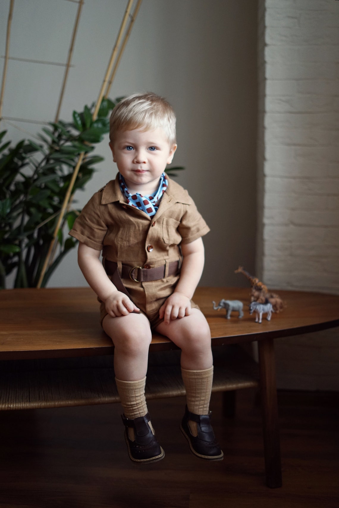 Baby Safari Anzug mit Gürtel Jumpsuit zum Geburtstag Safari Etsy