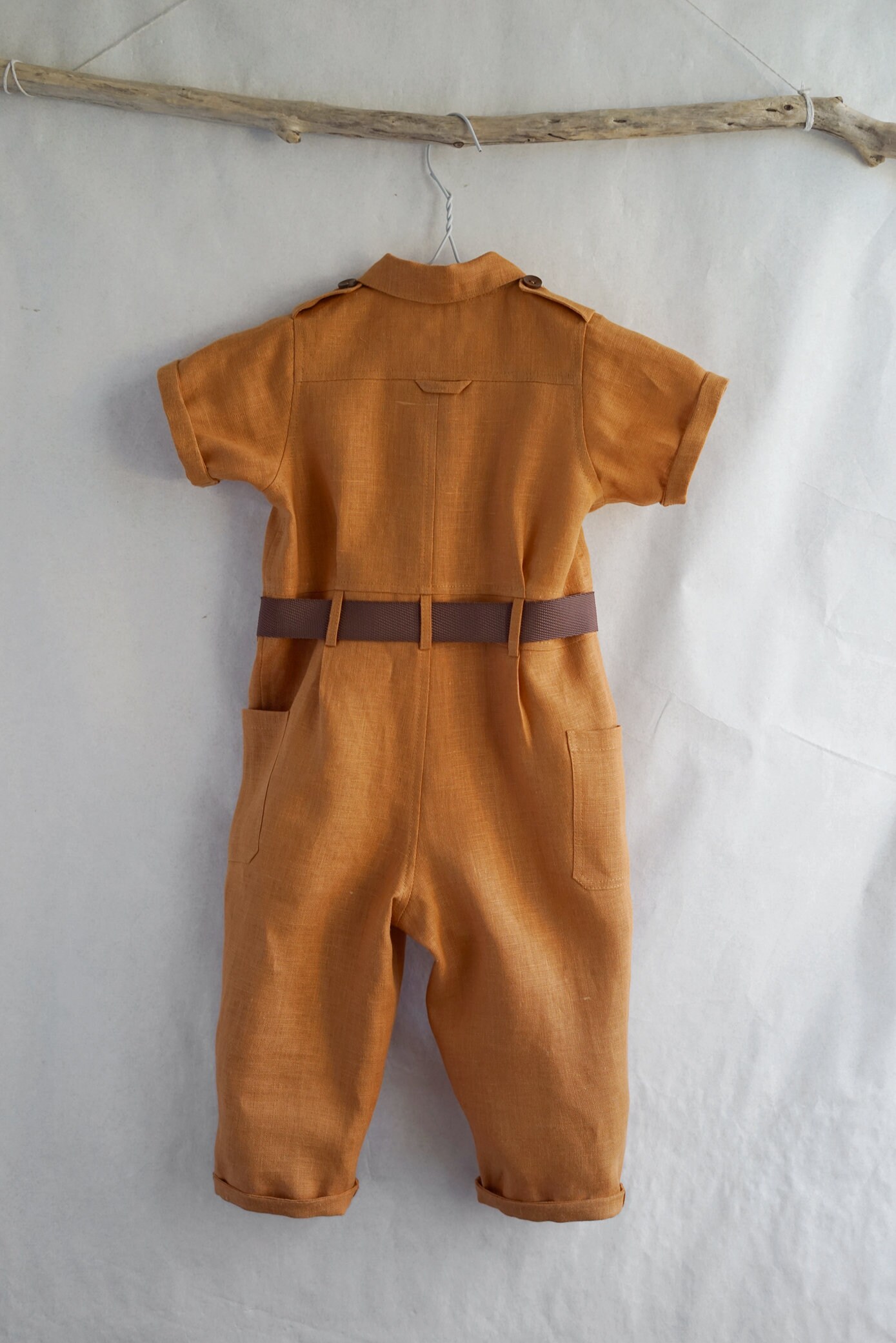 Baby Safari Outfit With Belt Jumpsuit With Long Pants Etsy