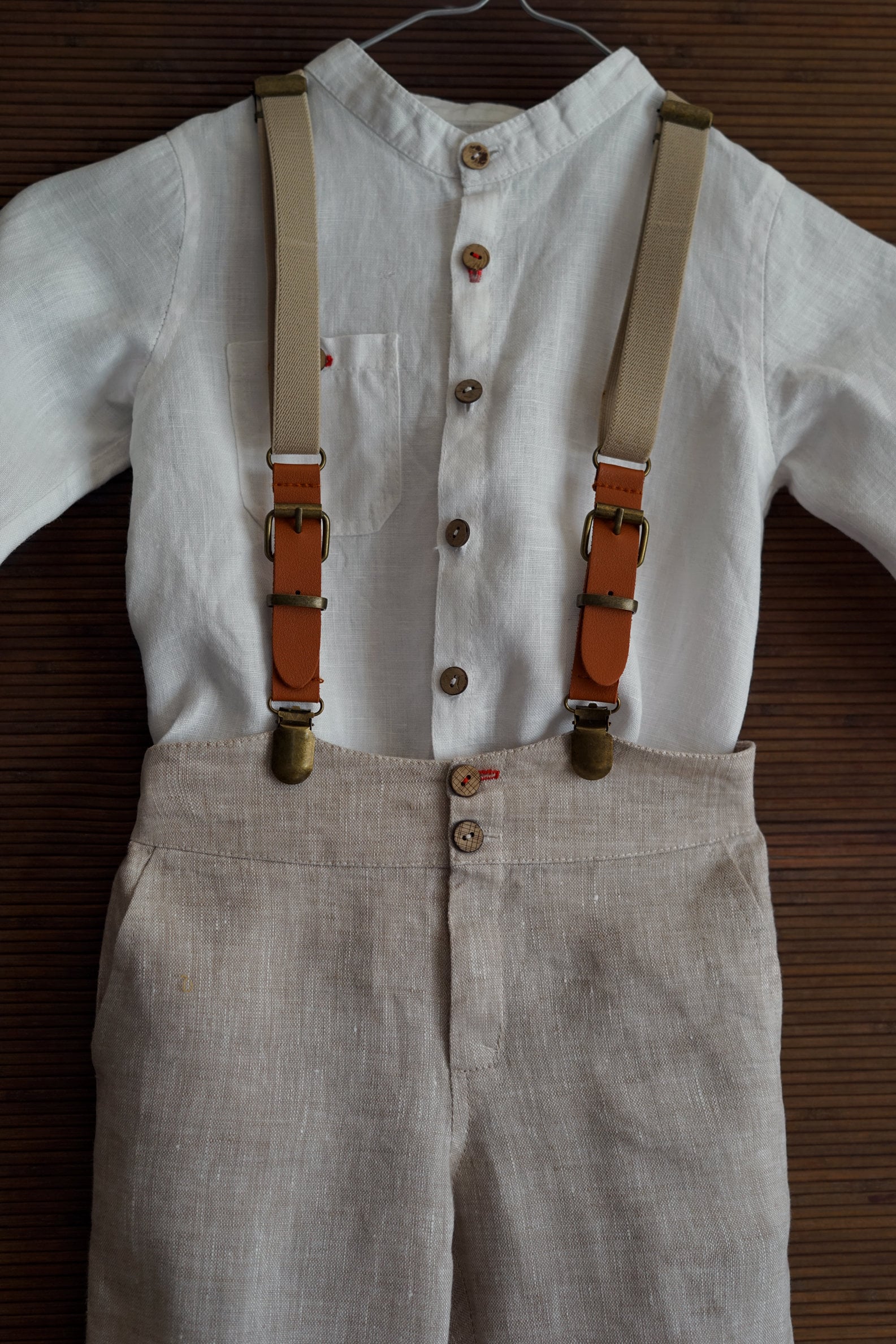 Baby linen pants with suspenders Boy's birthday pants Etsy