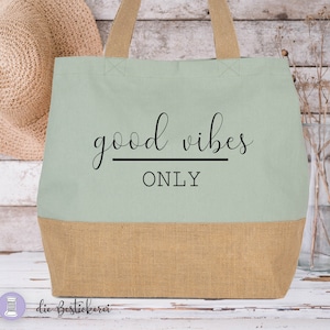 Strandtasche XL | Einkaufstasche | Jutetasche | Shopper in HELLGRÜN