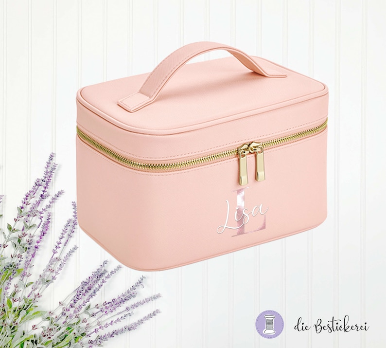 Beautycase mit Namen Make-up Tasche Schminktasche Beauty Bag personalisierte Kosmetiktasche Rosa