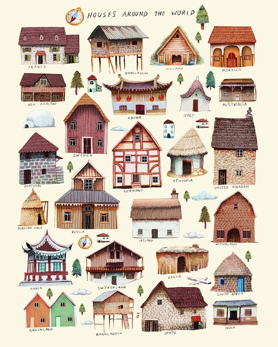 Houses Around the World Etsy