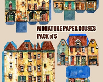 Miniature Paper House - Second Pack- Pack of 5