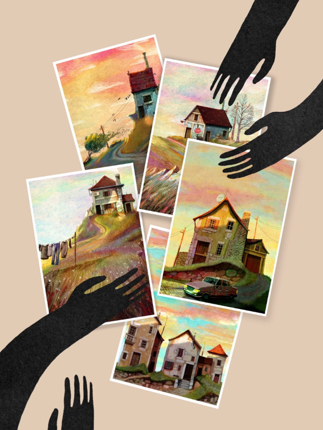 Houses, 5 Postcard Pack - Etsy