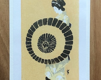 Japanischer Druck "After the Rain" (雨上がり) - Traditionelles Mokuhanga vollständig graviert und handbedruckt