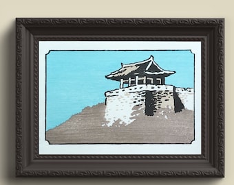 Japanischer Handdruck "Sichtweise" - Traditionelles Mokuhanga, vollständig von Hand graviert und gedruckt