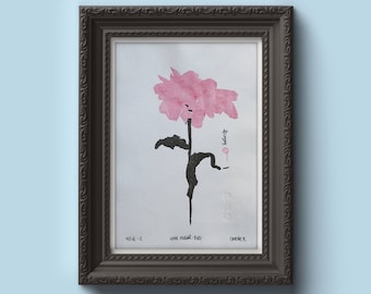 Traditioneller japanischer Druck „Eine Blume“ von Carole.C – handgefertigtes Mokuhanga