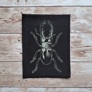 Stag Beetle Patch | Screen Printed Patch | Sew On Patch | Horned Bug Patch