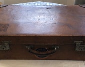 Antique 1900s Monogrammed Leather Suitcase